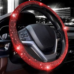 Crystal Diamond Steering Wheel Cover Universal Fit 15 Inch